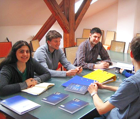 Leadership meeting around a conference table